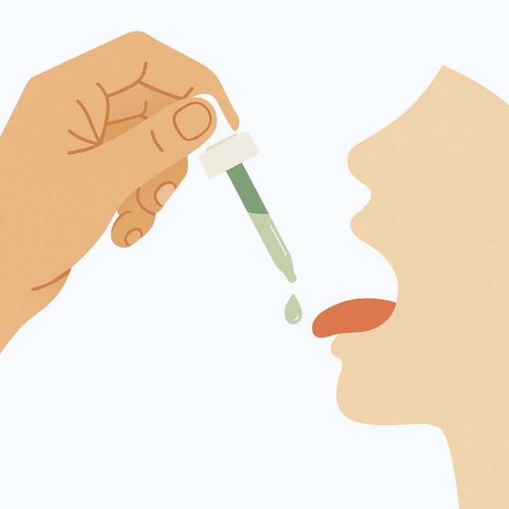 Step 2: take 2 mL under the tongue
