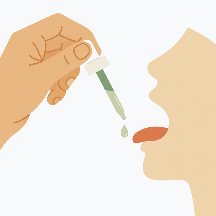 Step 2: take 2 mL under the tongue